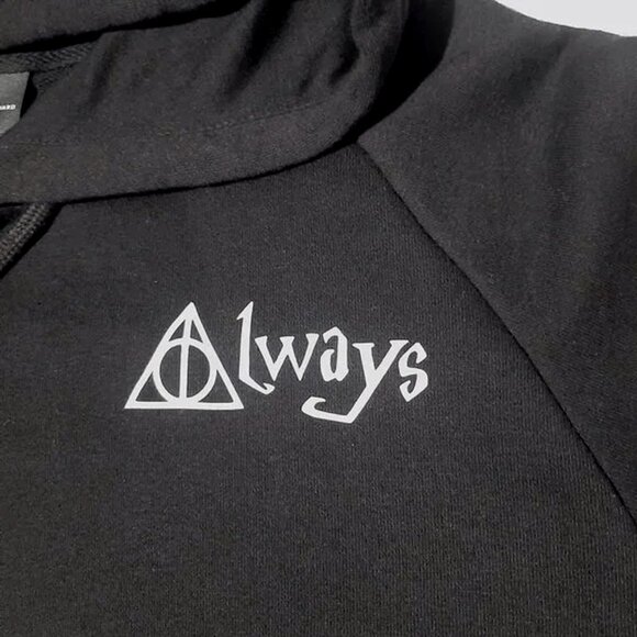 Harry Potter Always pullover Hoodie Black Mens unisex size medium by H&M NWT - Picture 2 of 10
